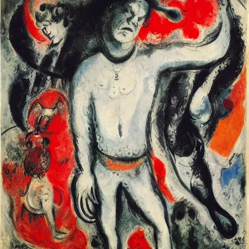 Prompt: Chagall, portrait of a demon, Cecily Brown