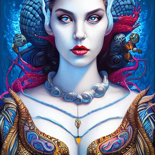 Image similar to underwater queen naga portrait, Pixar style, by Tristan Eaton Stanley Artgerm and Tom Bagshaw.