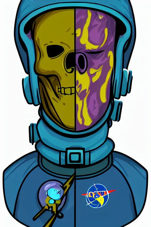 Image similar to portrait of a astronaut skeletor, art by ori toor, sticker, colorful, illustration, highly detailed, simple, smooth and clean vector curves, no jagged lines, vector art, smooth