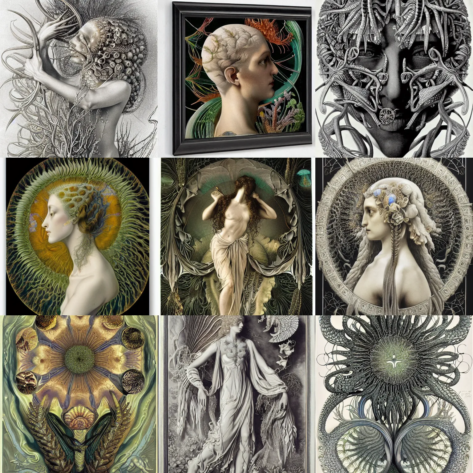 Prompt: a perfect mix between beautiful and terrifying by herbert james draper, ernst haeckel