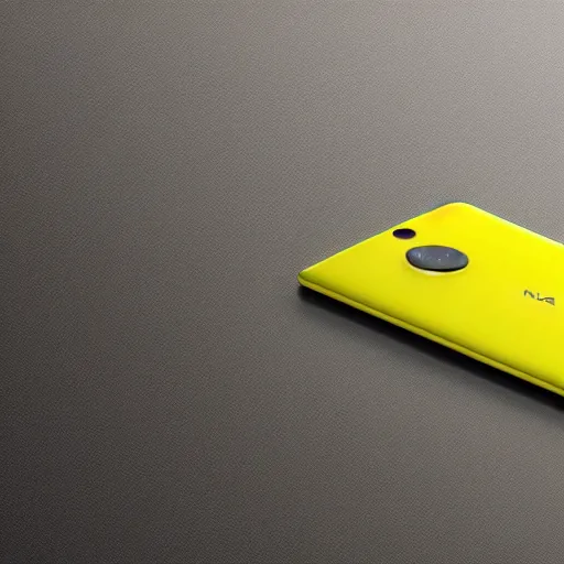 Prompt: a detailed render of a 2 0 2 2 yellow nokia lumia phone