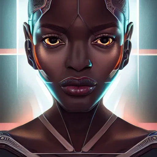 Image similar to symmetry!! solid cube of light, hard edges, product render retro - futuristic poster scifi, black face characters, intricate, elegant, highly detailed, digital painting, artstation, concept art, smooth, sharp focus, illustration, dreamlike, art by artgerm