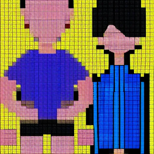 Image similar to young adult couple, 1 6 bit pixel art