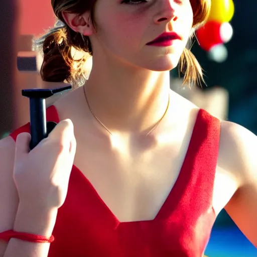 Image similar to emma watson as super mario, highly detailed, extremely high quality, hd, 4 k, 8 k, canon 3 0 0 mm, professional photographer, 4 0 mp, lifelike, top - rated, award winning, realistic, detailed lighting, detailed shadows, sharp, no blur, edited, corrected, trending