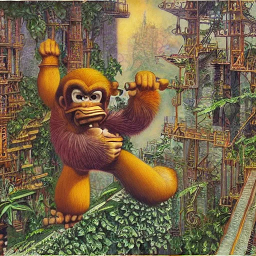 Image similar to Donkey Kong, artwork by Daniel Merriam,