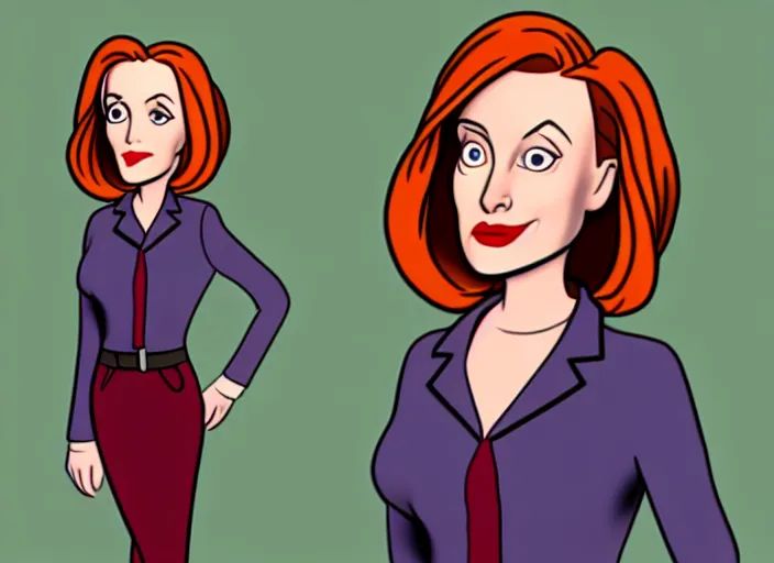 Image similar to dana scully in the style of 1 9 7 0's disney animation