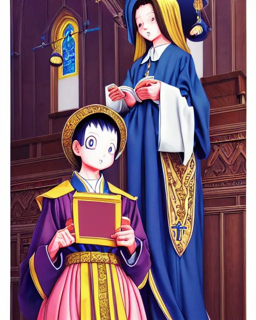 Prompt: a richly detailed color  illustration depicting a pretty teenage woman as a pastor in an Orthodox church, 3D shadowing effect, ultra ornate detail. masterfully illustrated by Akira Toriyama and Mina Petrovic and Range Murata.