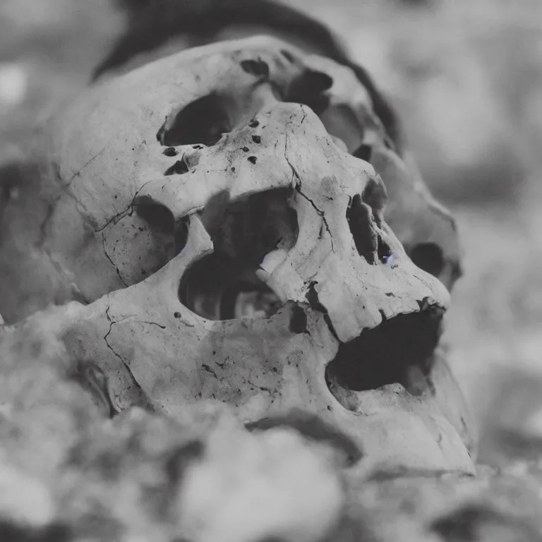 Image similar to centered rule of thirds 5 0 mm film still of a human skull