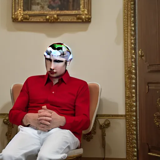 Image similar to vladimir putin sitting on a toilet, 8 k resolution, highly detailed