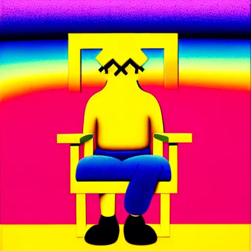 Prompt: chair by shusei nagaoka, kaws, david rudnick, airbrush on canvas, pastell colours, cell shaded, 8 k