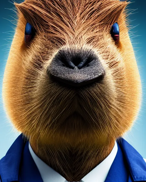 Image similar to a portrait photo of a doctor who is also a capybara, 4 k, high quality, award winning photo