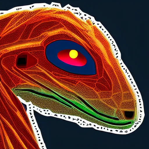 Prompt: stunning digital art of a velociraptor made of dna