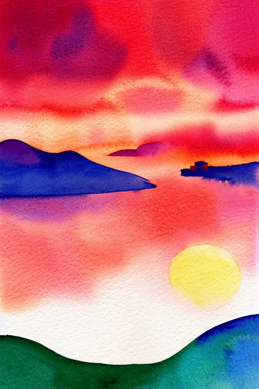 Image similar to minimalist watercolor art of rio at sunset, illustration, vector art