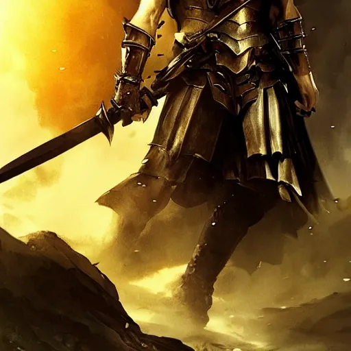 Prompt: a heroic male fantasy warrior, epic composition, dramatic lighting, cinematic, atmospheric - n 9