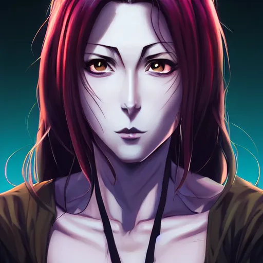 Image similar to a portrait of revy from black lagoon manga, symmetrical eyes, symmetrical face, art by lois van baarle and loish and ross tran and rossdraws and sam yang and samdoesarts and artgerm, digital art, highly detailed, intricate, sharp focus, trending on artstation hq, deviantart, unreal engine 5, 4 k uhd image