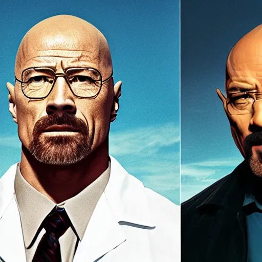 Image similar to Walter white and Dwayne the rock johnson in breaking bad