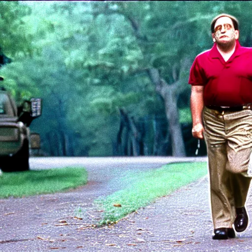 Image similar to A movie still of Danny Devito as Forrest Gump in Forrest Gump (1994)
