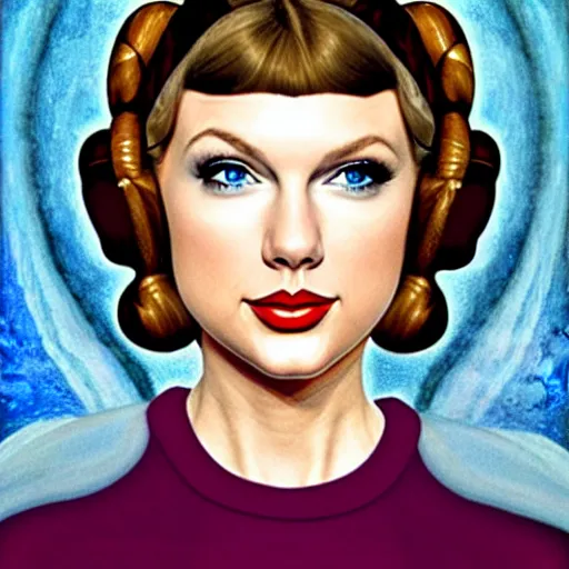 Image similar to taylor swift as princess leia, portrait by sandro botticelli