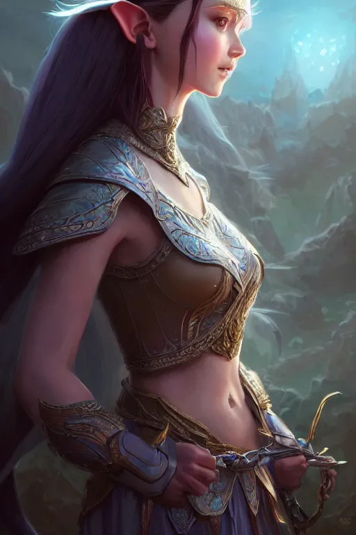 Prompt: elf princess, highly detailed, d & d, fantasy, highly detailed, digital painting, trending on artstation, concept art, sharp focus, illustration, global illumination, shaded, art by artgerm and greg rutkowski and fuji choko and viktoria gavrilenko and hoang lap