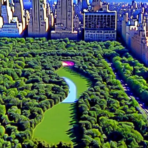 Prompt: sphinx head in central park new york aerial footage s - log low contrast grading