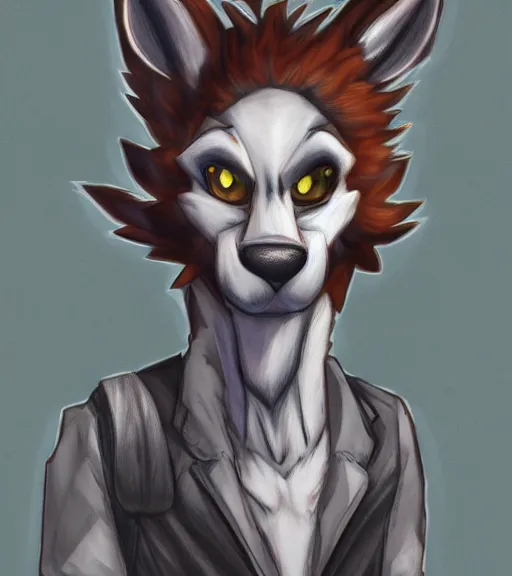 Image similar to expressive stylized master furry artist digital colored pencil painting full body portrait character study of the anthro male anthropomorphic sergal fursona animal person wearing clothes by master furry artist blotch