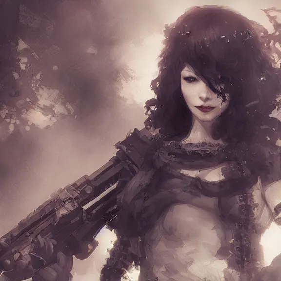 Image similar to christina hendricks!!! goth, tankoban, 4 k, tone mapping, akihiko yoshida, james jean andrei riabovitchev marc simonetti, yoshitaka amano, long hair, curly, h. hydrochaeri