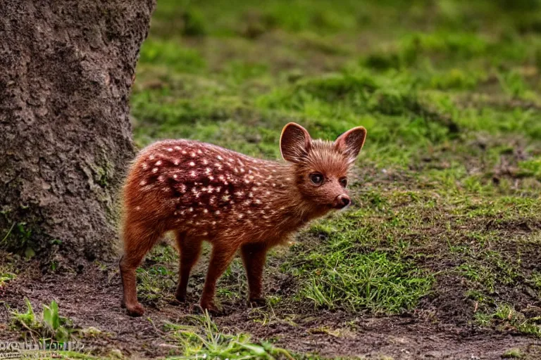 Prompt: a pudu kodkod!!! hybrid! hyper realistic!! realistic lighting!! wildlife photographer of the year!!! bold natural colors, national geographic, hd, wide angle, 8 k