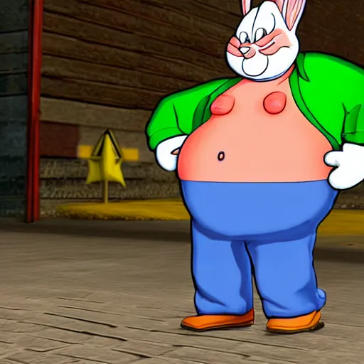 Prompt: fat bugs bunny in gta san andreas