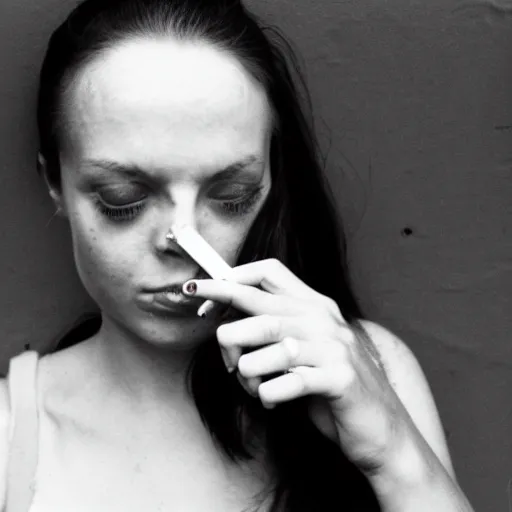 Image similar to feminine hand, holding a cigarette, black and white, lomography