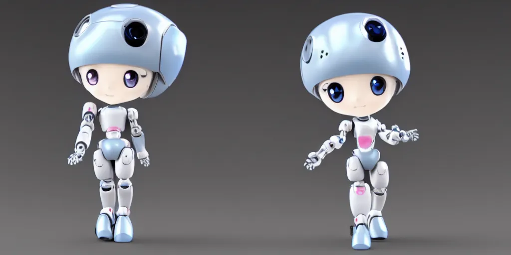 Image similar to a tiny robot anime girl