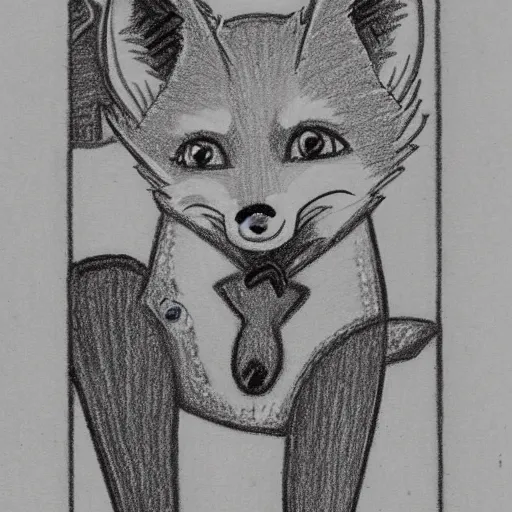 Image similar to anime-style drawing of a fox wearing a waistcoat looking through a microscope