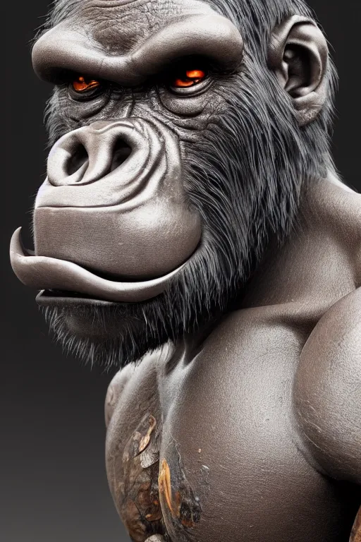 Image similar to cyborg ape, ultra realistic, concept art, intricate details, highly detailed, photorealistic, octane render, 8 k