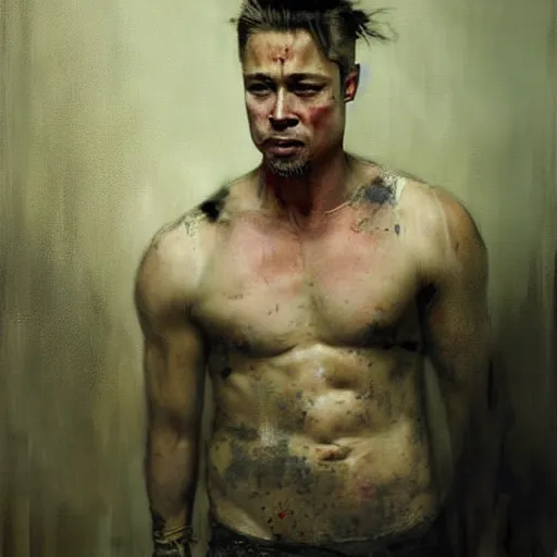 Prompt: a genderswp brad pitt jeremy mann painting