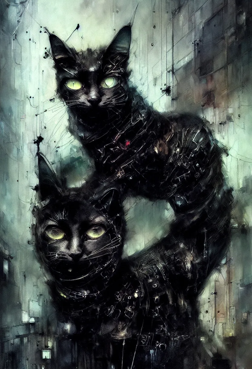 Image similar to future cyberpunk cat smiling, by emil melmoth zdzislaw beksinki craig mullins yoji shinkawa realistic render ominous detailed photo atmospheric by jeremy mann francis bacon and agnes cecile