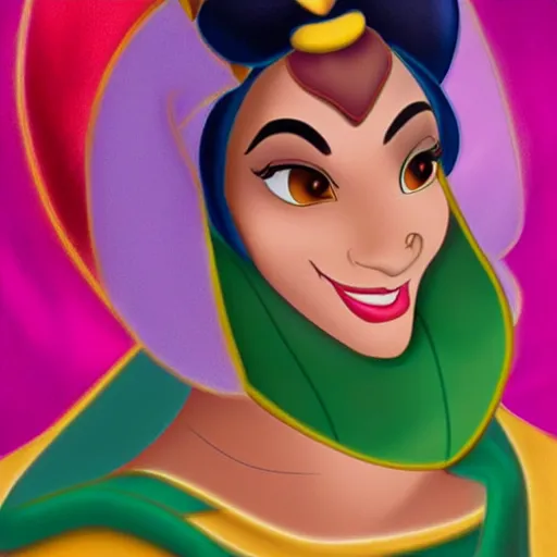 Image similar to realistic portrait of jasmine from Disney's Aladdin