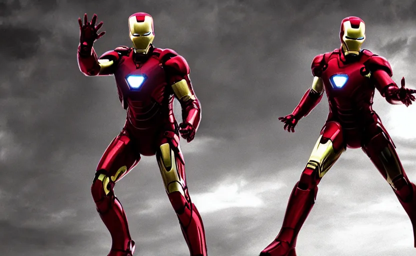 Image similar to Keanu Reeves as iron man, cinematic shot, high contrast