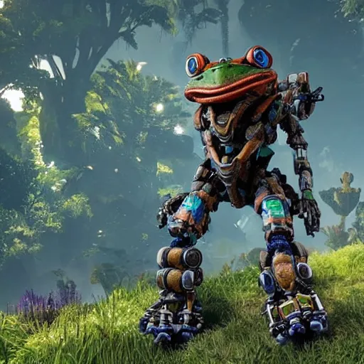 Prompt: cybernetic robot frog from the game Horizon Zero Dawn