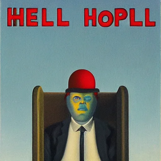 Prompt: hell by Raphael Hopper, and Rene Magritte. Extremely Highly detailed, Occult, funny, humorous, humor, hilarious, funny, entertaining, magical, Trending on artstationHQ