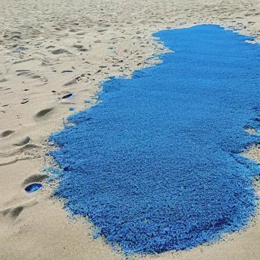 Image similar to refrigerator made of blue sand on the beach