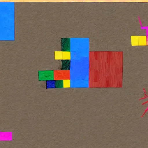 Image similar to children's crayon drawing of quake iii area deathmatch, fps, video game screenshot