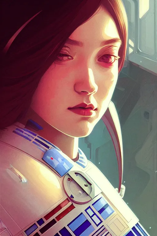Prompt: a portrait of r 2 - d 2, fantasy, sharp focus, intricate, elegant, digital painting, artstation, matte, highly detailed, concept art, illustration, ambient lighting, art by ilya kuvshinov, artgerm, alphonse mucha, and greg rutkowski