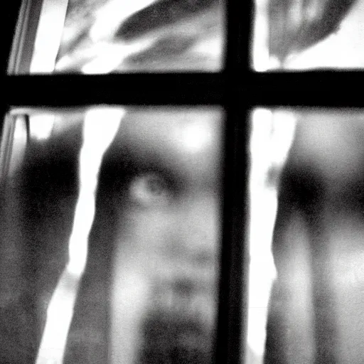 Image similar to people watching you through your window at night, creepy, horror, 35mm photograph, grainy
