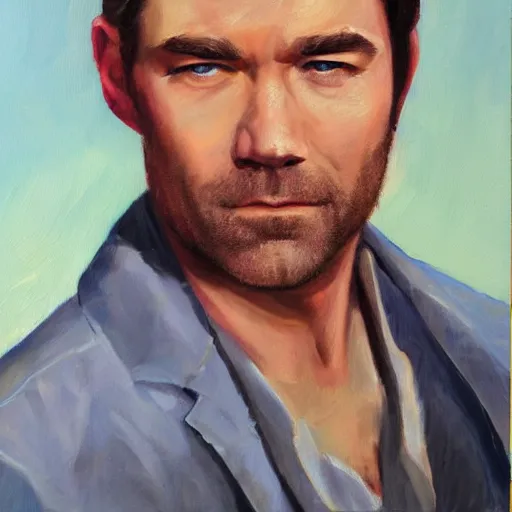 Prompt: antony starr, classic portrait, oil painting