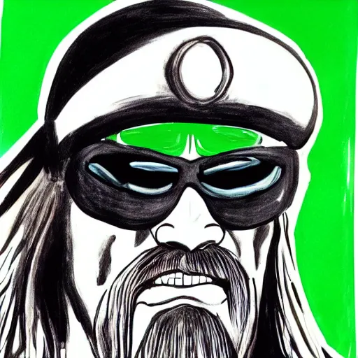 Prompt: hulk hogan with sunglasses ink paint drawing