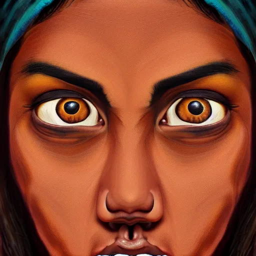 Prompt: a painting of a brown woman terrified of three brown men, hyperrealistic faces, detailed digital art, aesthetic!, trending on artstation,