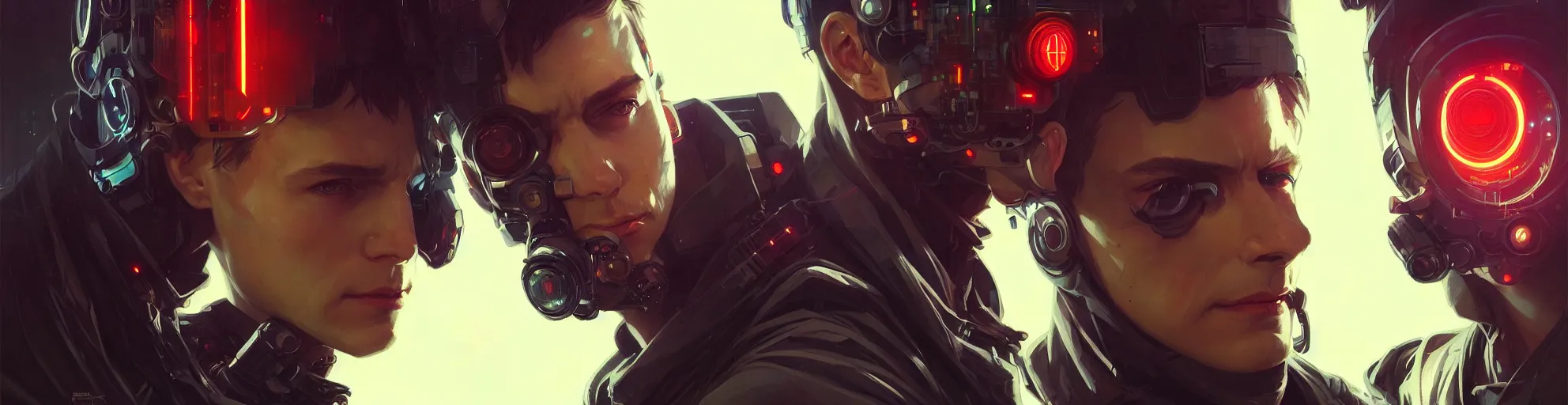 Image similar to Hacker cyberpunk man portrait, highly detailed, digital painting, artstation, concept art, smooth, sharp focus, illustration, art by artgerm and greg rutkowski and alphonse mucha