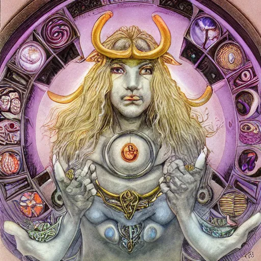 Image similar to aries zodiac artwork, mystic occult style, detailed, 8 k, symmetrical, by brian froud