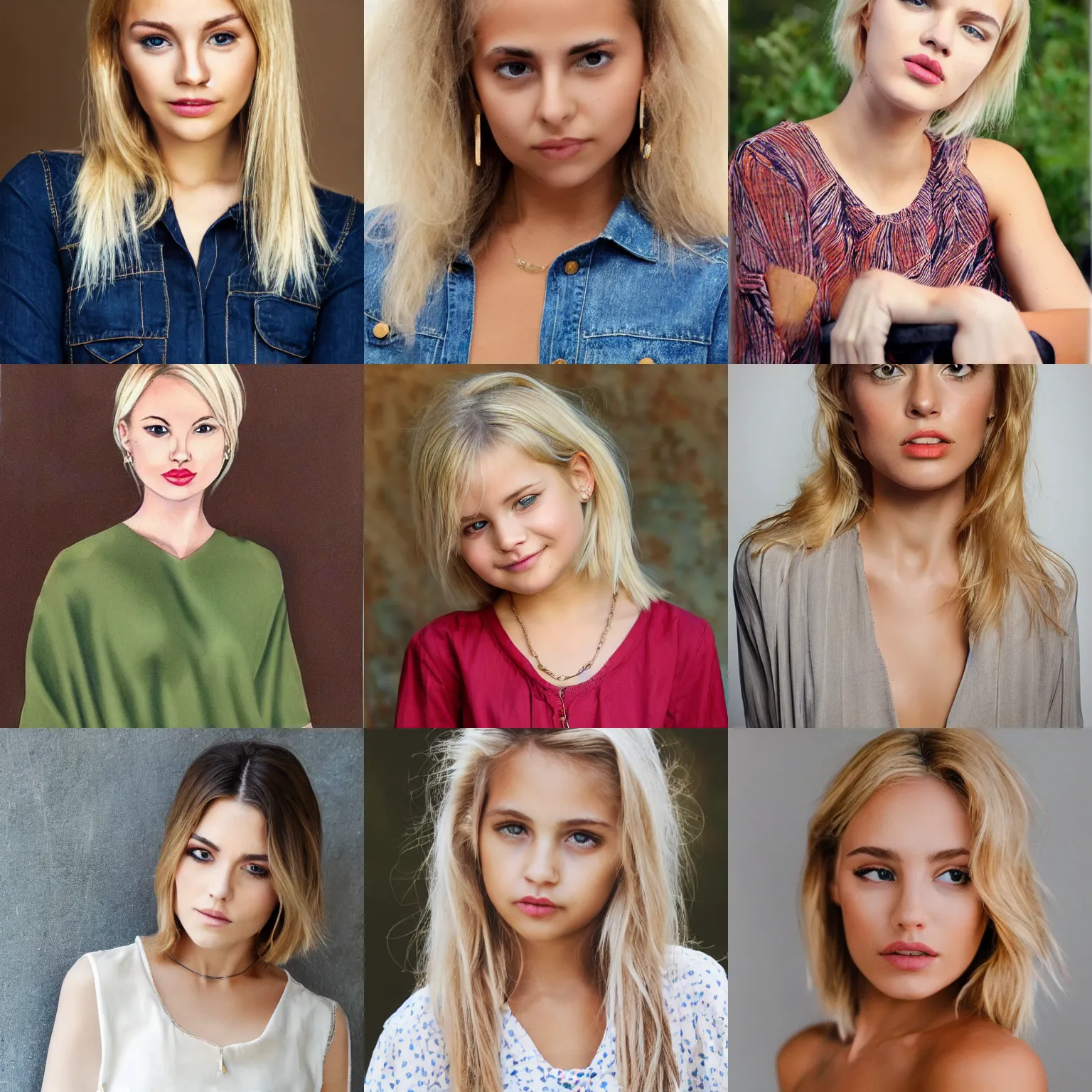 Prompt: girl blonde hair low cut blouse portrait