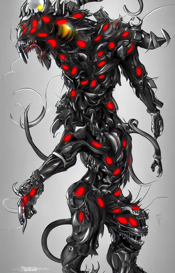 Prompt: a cybernetic bee demon with sharp teeth, artstation, digital art.