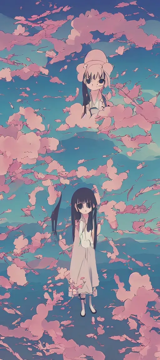 Image similar to beautiful anime! style vaporware cartoon japan, kawaii anime manga style, illustration, aesthetic, minimalistic simple, neon pastel, in the style of hayao miyazaki